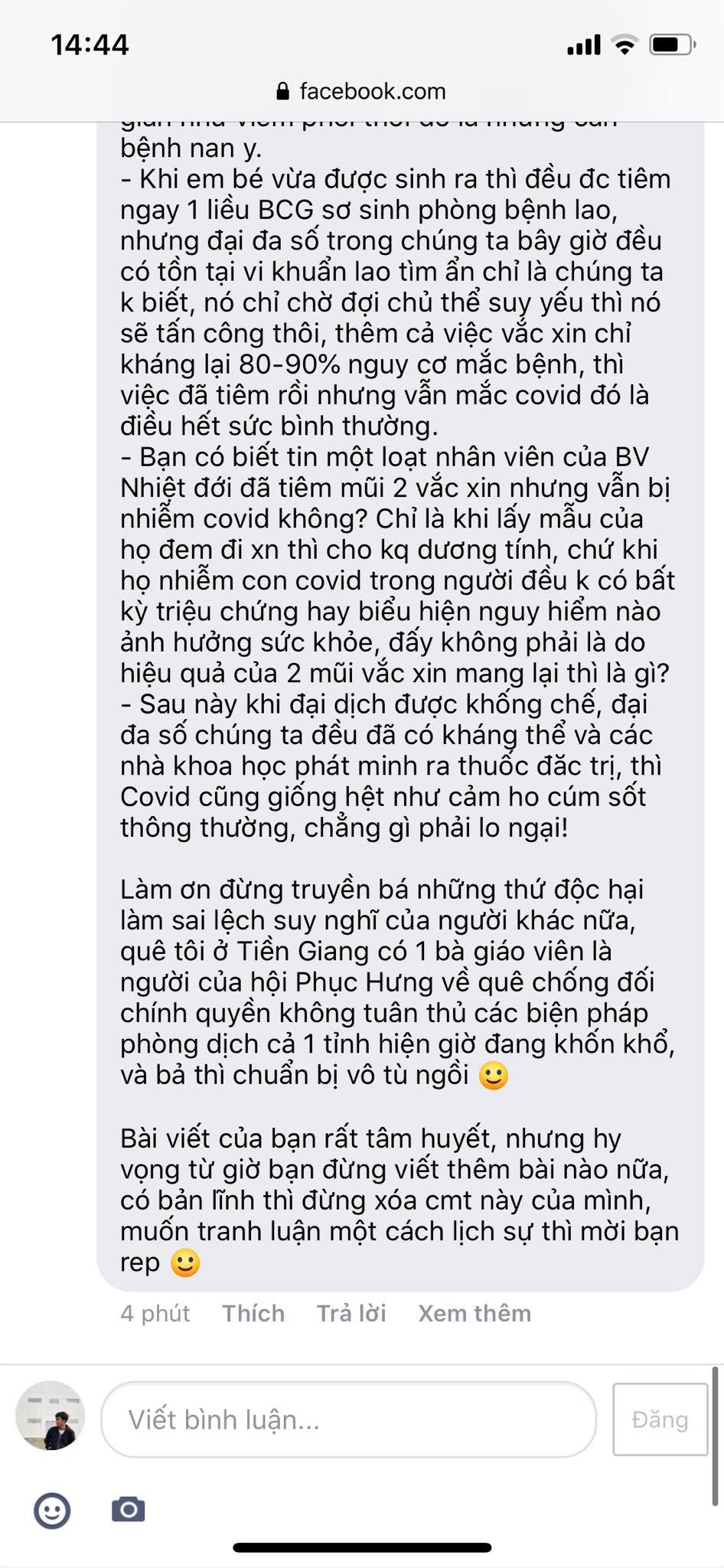 Dành gần 30ph để suy nghĩ rep cái cmt này cho đã cái nư, quê em ở Cai Lậy cũng bị 1 bà Phục Hưng từ SG về chống chính q 12 1626264904 979 Danh gan 30ph de suy nghi rep cai cmt nay