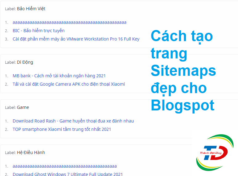 Huong dan cach tao Sitemap dep cho Blogspot