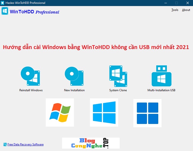 Huong dan cai Windows bang WinToHDD khong can USB moi