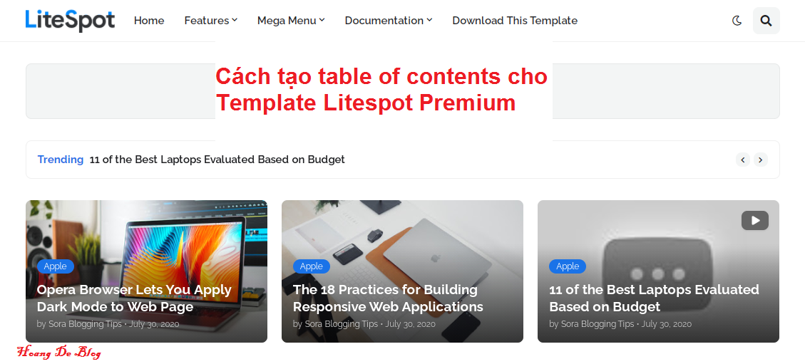 Cach tao table of contents cho Template Litespot Premium