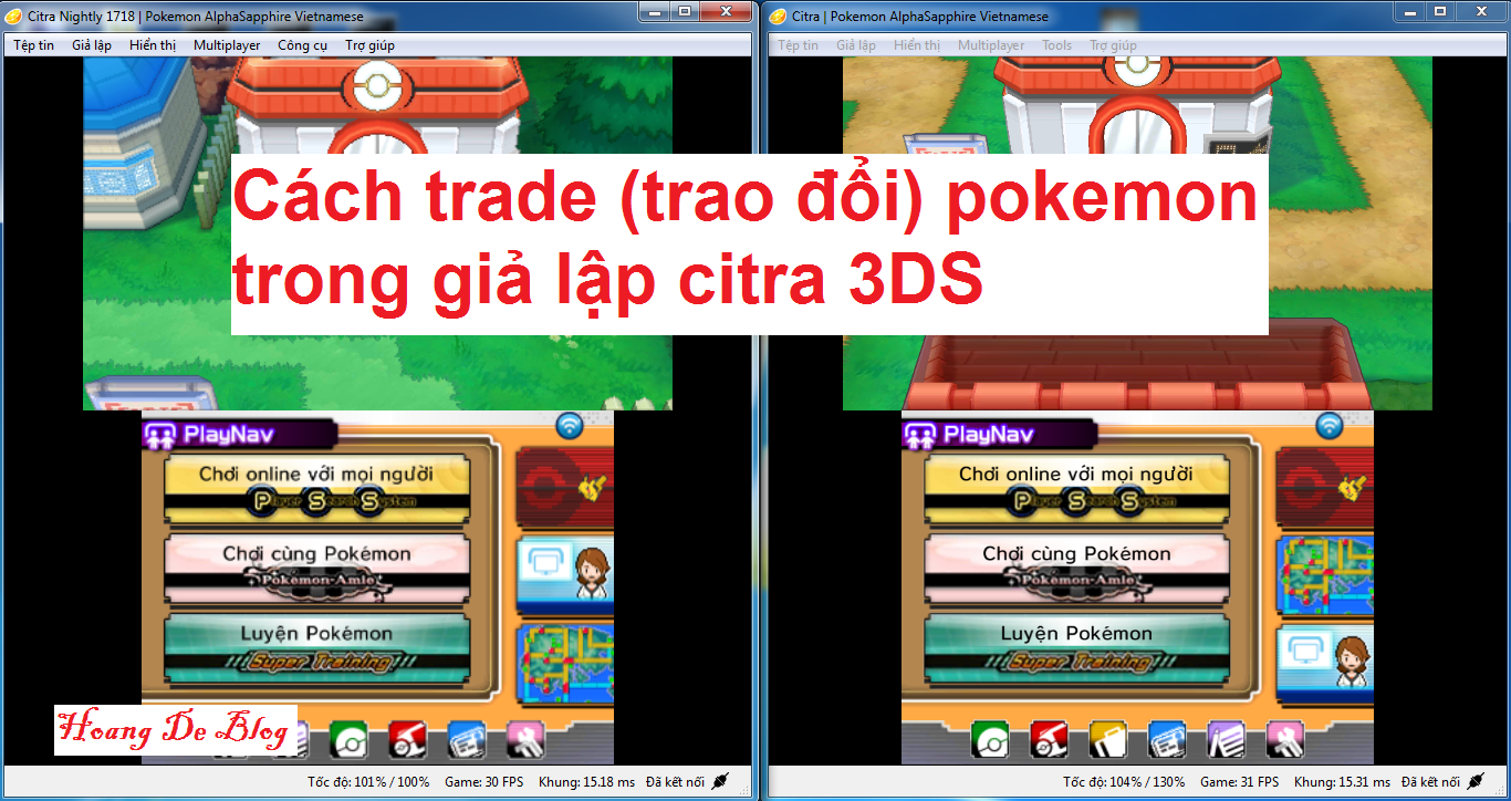 Cach trade trao doi pokemon tren gia lap citra 3DS