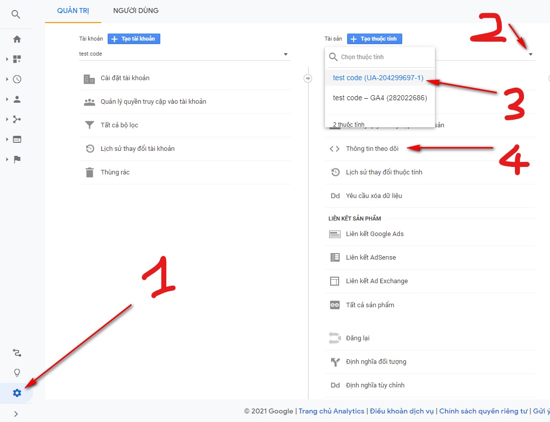 Huong dan gan ma thuoc tinh cua Google Analytics cho