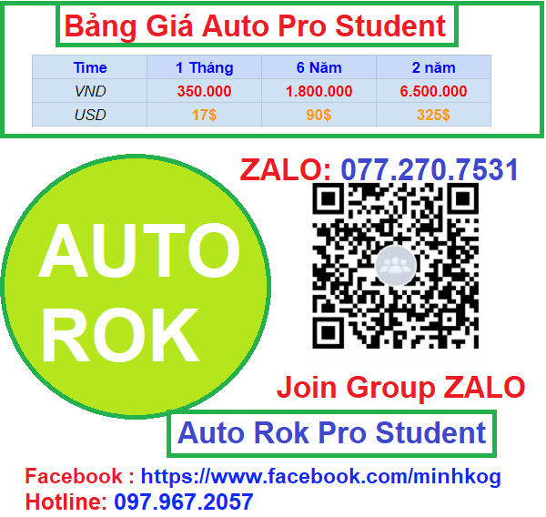 Bảng giá phần mềm auto rise of kingdoms – Tool Auto ROK PRO STUDENT