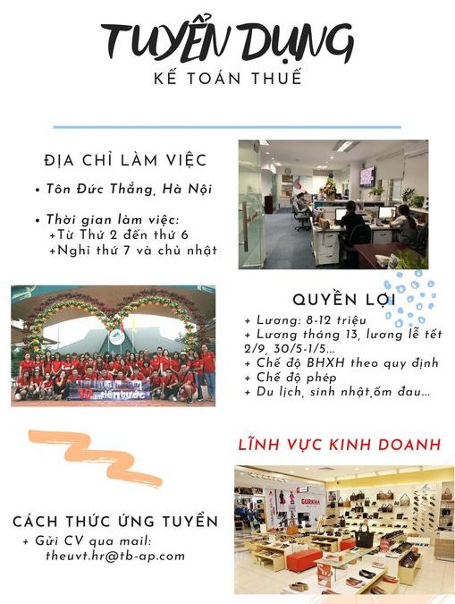 ____CẦN TUYỂN GẤP______KẾ TOÁN THUẾ
*Địa điểm làm việc: Tôn Đức Thắng – Hà Nội
*…