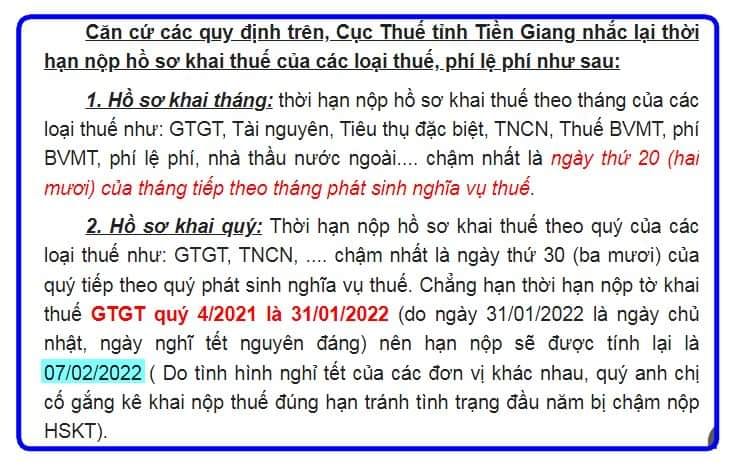 Note cho nhà kế! 
 Tháng đầu tiên của quý sau có 31 ngày thì hạn ngày 31 nhé cả …