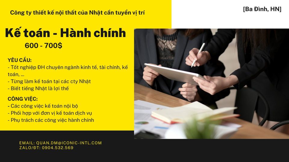 ## [BA ĐÌNH, HN] CÔNG TY THIẾT KẾ NỘI THẤT CỦA NHẬT CẦN TUYỂN VỊ TRÍ KẾ TOÁN – H…