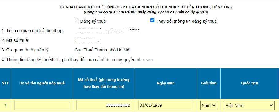 Cho mình hỏi chút với ạ. 
Mình đang làm thay đổi thông tin mst cá nhân từ cmt sa…